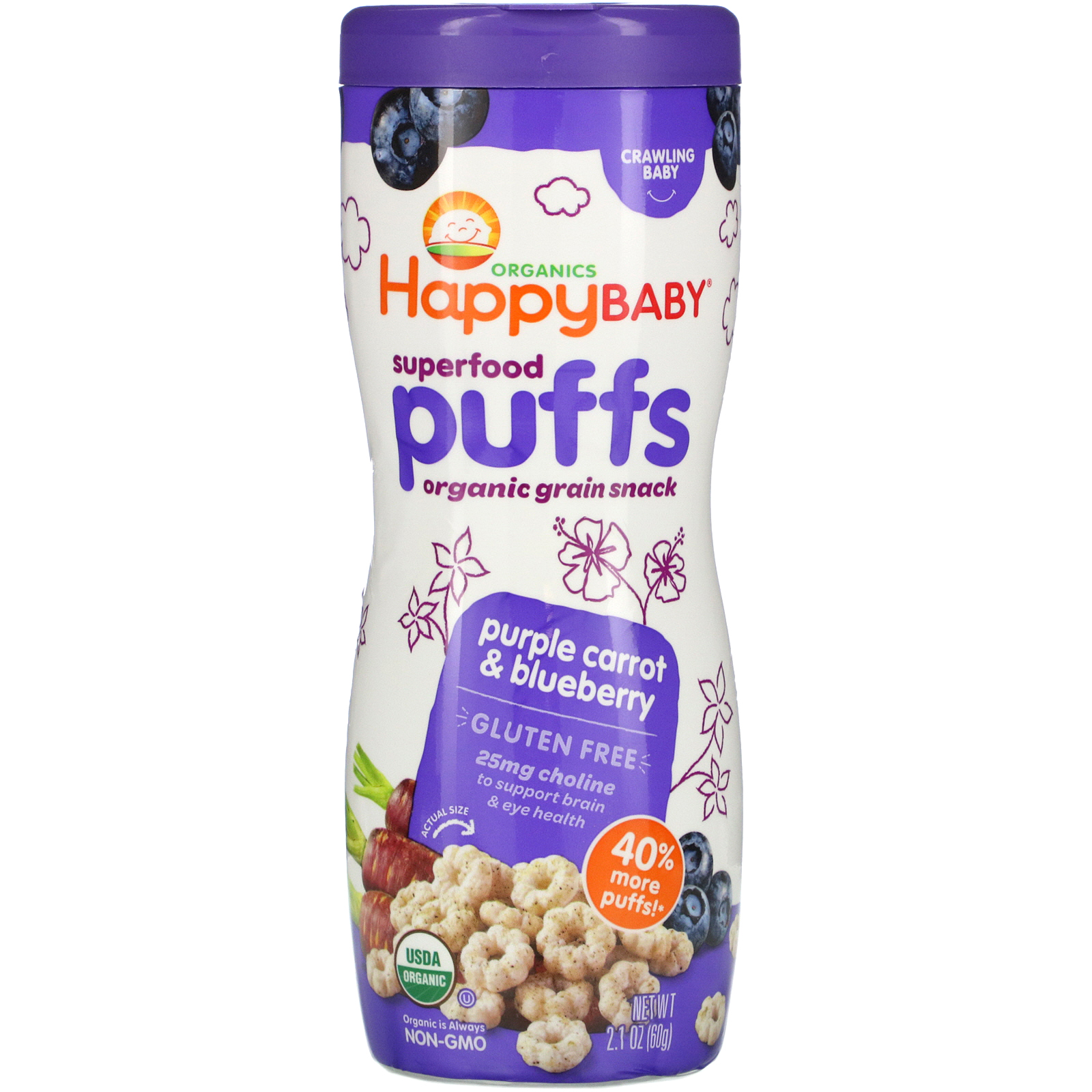 Happy Baby Organic Purple Carrot & Blueberry Puffs 60g