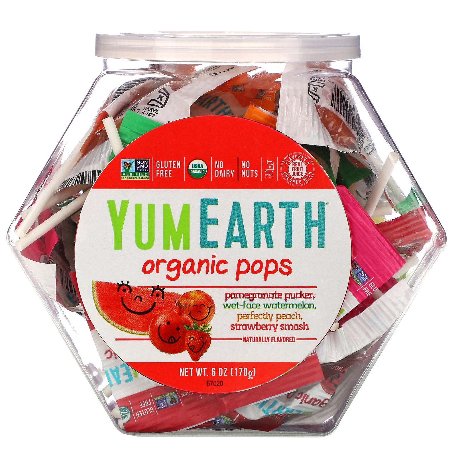 YUMMY EARTH Organic Lollipops In Jar 850gm