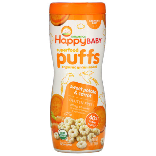 Happy Baby Organic Sweet Potato & Carrot Puffs 60g