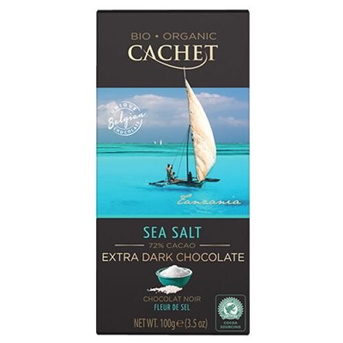 CACHET Organic Sea Salt Extra Dark Chocolate 72% Cocoa 100gm