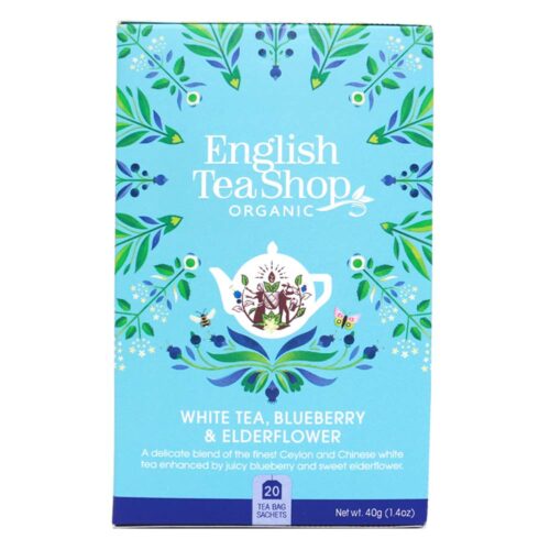 ENGLISH TEA SHOP Organic White Tea, Blueberry & Elderflower Yea 20Tb 40gm