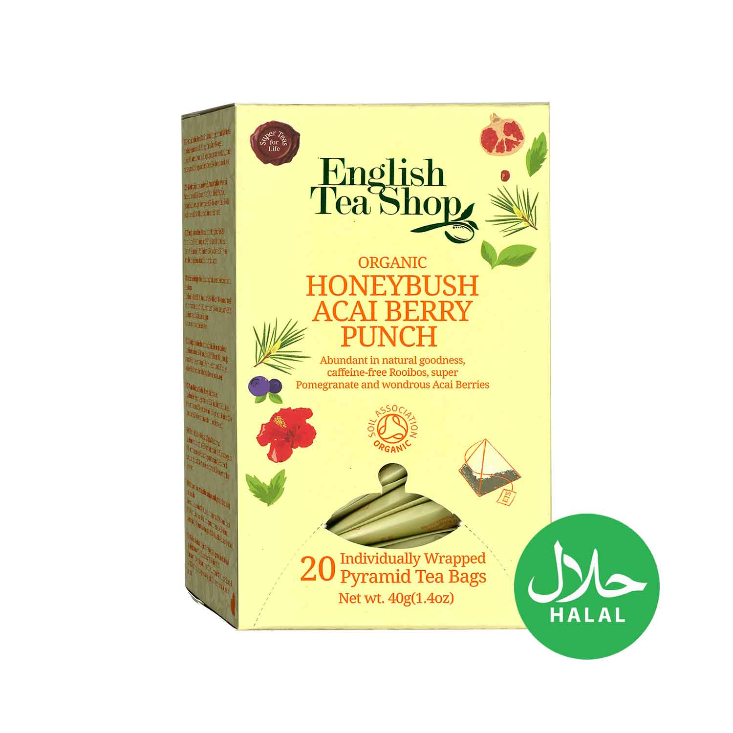 ENGLISH TEA SHOP Organic Honeybush Acai Berry Punch PYR 20s 40g