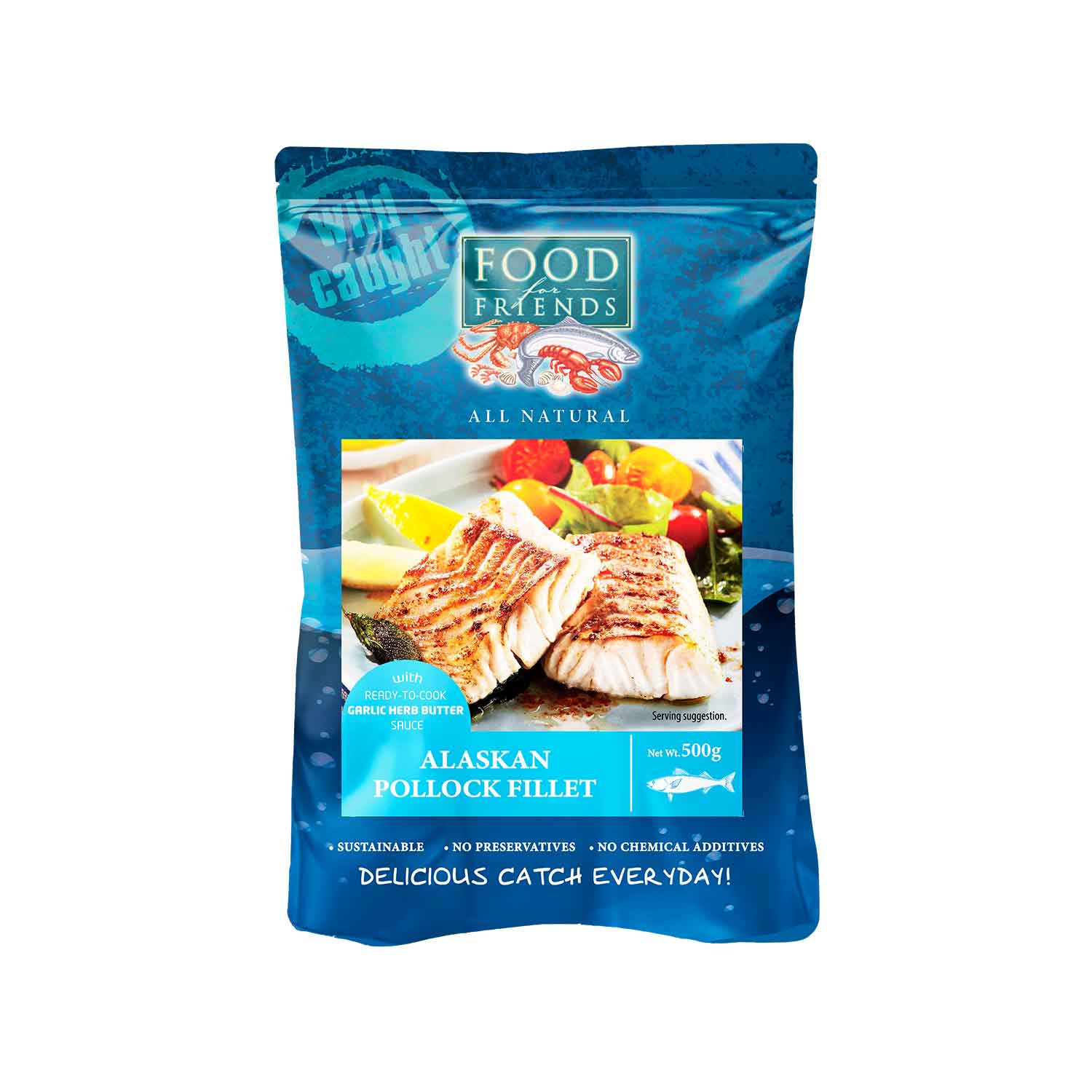 FOOD FOR FRIENDS Alaskan Pollock Fillets With Garlic Herb Butter Sauce 750gm