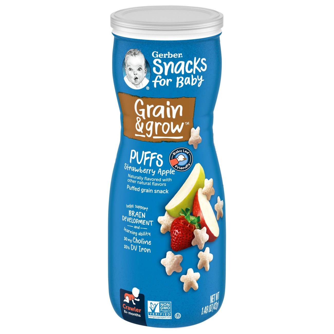 Gerber Grain & Grow Strawberry Apple Puffs 42gm