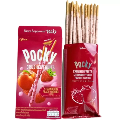 GLICO Pocky Strawberrt Peach Yogurt Crushed 38Gm