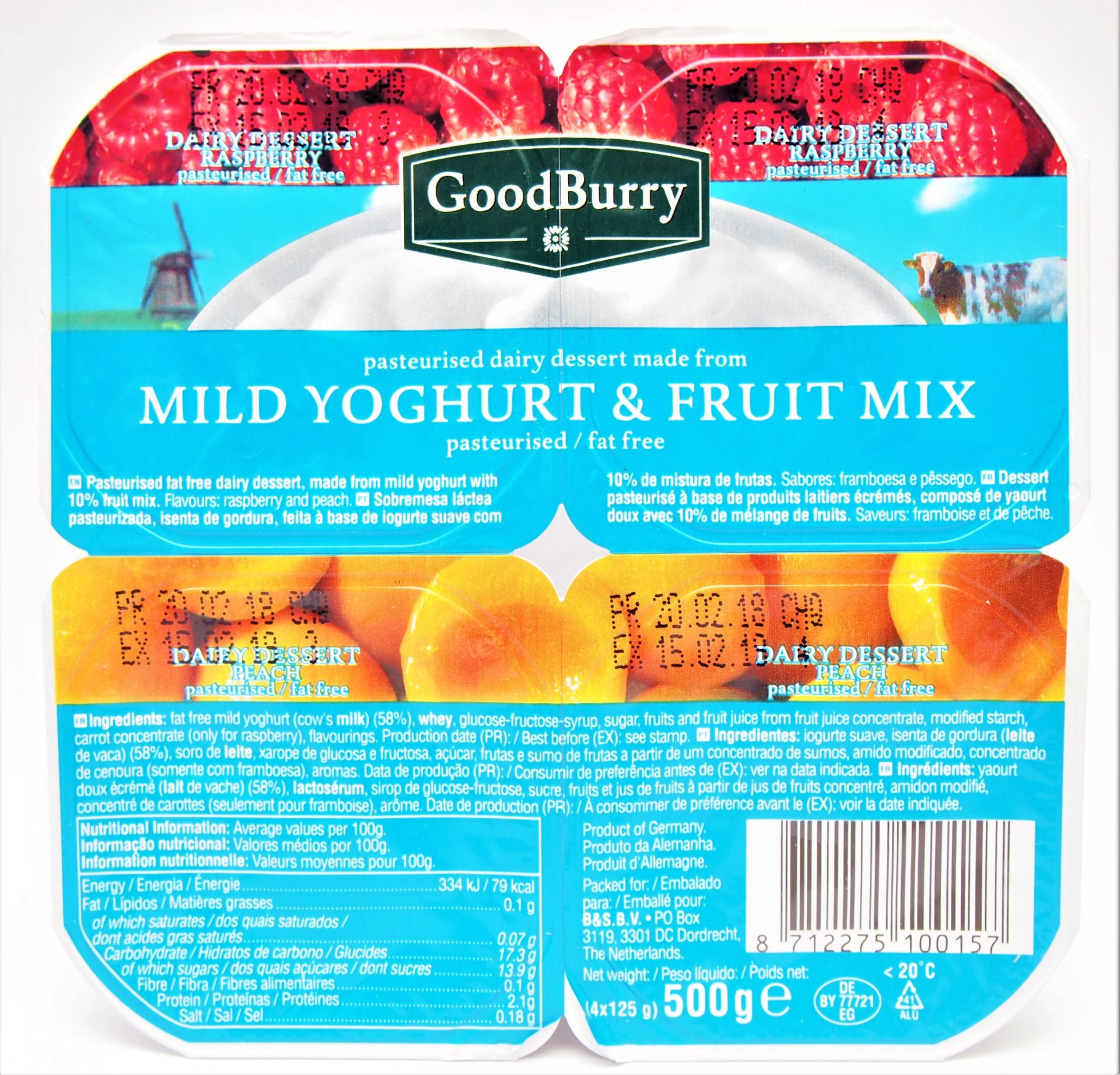 Goodburry Mild Yogurt & Fruit Mix Dessert 4s 500gm
