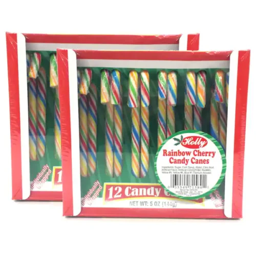 Holly Candy Canes Cherry Rainbow 12s 120gm