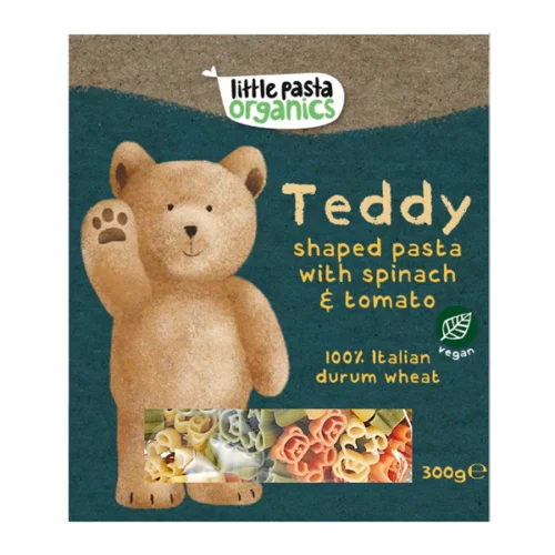 LITTLE PASTA Og Teddy Shaped Pasta With Spinach & Tomato 300Gm