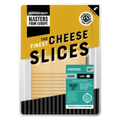 MASTERS FROM EUROPE Natural Cheddar Slices 200gm