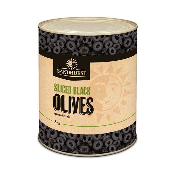 SANDHURST Sliced Black Olives Spanish Style 3kg