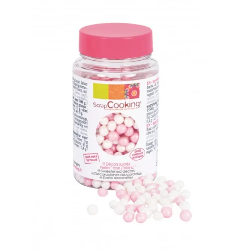 SCRAP COOKING Pearl White Pink Sprinkles 70gm