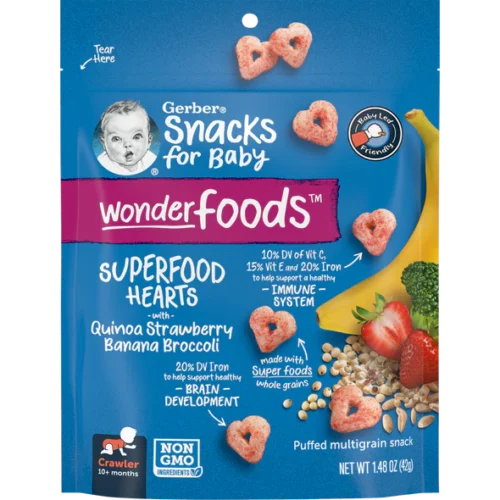 GERBER Superfood Hearts Quinoa, Strawberry, Banana, Brocolli 42gm