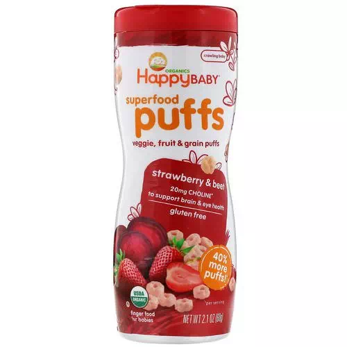 Happy Baby Organic Strawberry & Beet Puffs 60g
