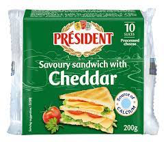 PRESIDENT Savoury Cheddar Sliced 10s 200g