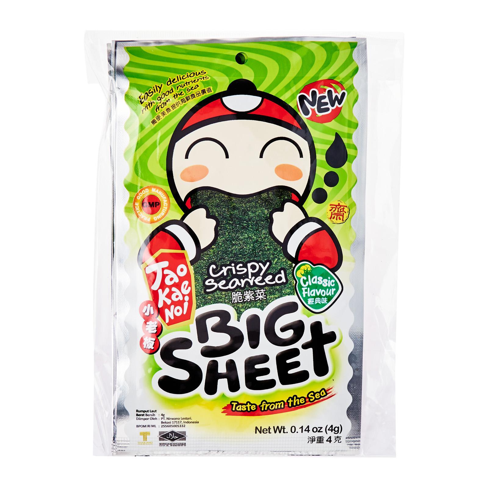 TAO KAE NOI Crispy Seaweed Big Sheet Classic Flavour 28.8gm