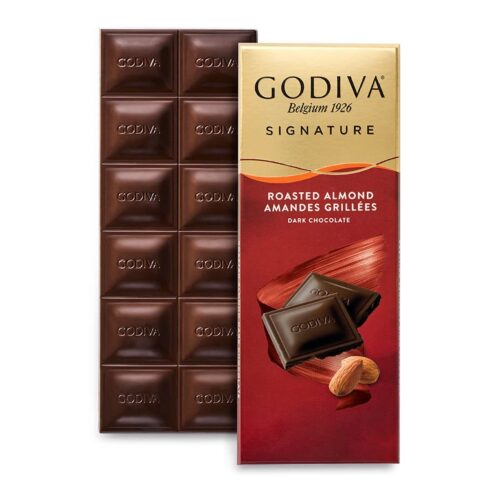 GODIVA Signature Roasted Almond Dark Chocolate 90gm