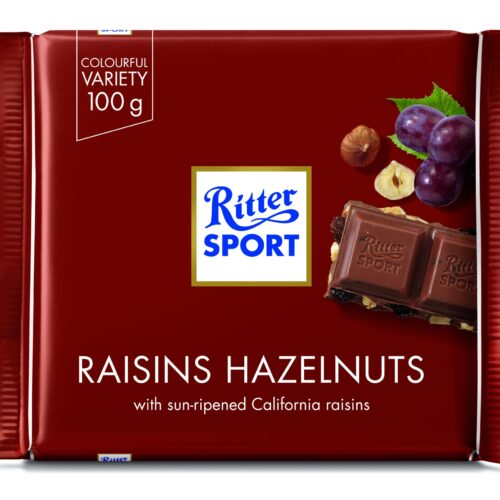 RITTER SPORT Raisins & Hazelnuts Chocolate 100g
