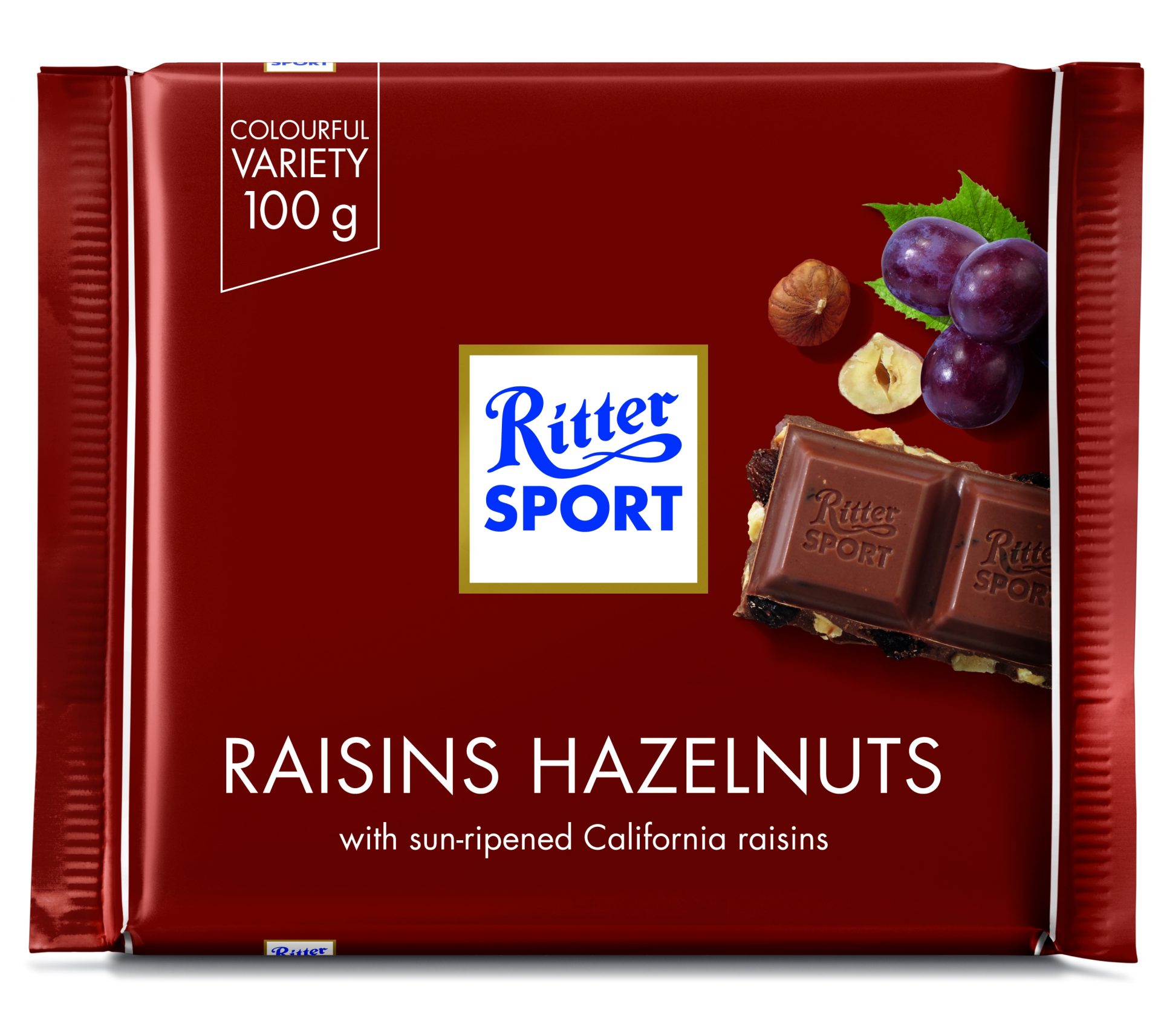 RITTER SPORT Raisins & Hazelnuts Chocolate 100g