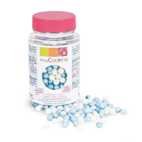 SCRAP COOKING Pearl White Blue Sprinkles 70gm